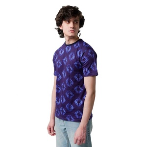 T-shirt personnalisé Tie Dye pour hommes T-shirt à col rond en coton imprimé carré bleu pour les marques de mode et les magasins de vêtements urbains - Product Image 3