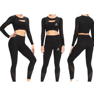 Conjuntos de 2 piezas para mujer Sujetador deportivo Legging de cintura alta Ropa activa Chándales atléticos Yoga Gimnasio Traje deportivo Legging y camisa corta - Product Image 6