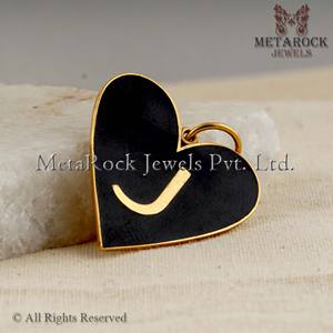 Solid 925 Silver <b>Heart</b> Initial Pendant Yellow Plated Jewelry Enamel Pendant <b>Top</b> Quality New Design - Product Image 2