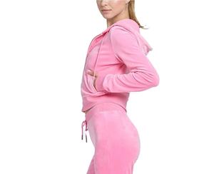 Chándal de terciopelo recortado personalizado de fabricante para mujer, conjunto de 2 piezas, Sudadera con capucha y cremallera, pantalones deportivos acampanados, conjunto de chándal para mujer - Product Image 2