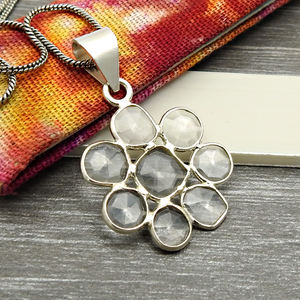 Producto más vendido en 2024 Piedra preciosa de cristal natural Plata de Ley 925 Estilo clásico Boho Colgante Joyería hecha a mano Exportador - Product Image 3