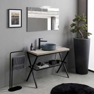 <b>Free</b> <b>Standing</b> 100cm <b>Bathroom</b> Cabinet with Grey Sink and Madeira <b>Mirror</b> Premium <b>Bathroom</b> Sets - Product Image 1