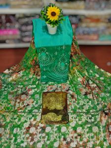 Ensemble somalien Fransawi Dirac inégalé en tissu de soie chiffon 100% - Séchage rapide et écologique avec motif pailleté pour vêtements de mariage - Product Image 2