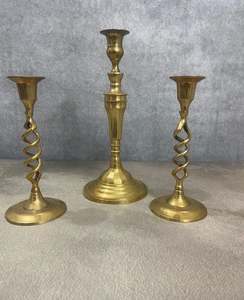 <b>Brass</b> <b>Candlesticks</b> Collection Antique Gift Idea Charming Curated <b>Brass</b> home festive hotel restaurant wedding table decoration - Product Image 3