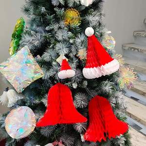 Santa Hat Christmas Tree Ornament <b>Red</b> White Classic Style Plastic Decor 12 Inch Holiday Decoration - Product Image 2