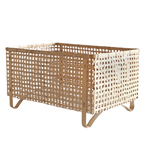 ตะกร้าเก็บของสานไม้ไผ่ธรรมชาติทำมือพร้อมขาตั้งวางเหนือพื้นจากเวียดนาม - Product Image 1