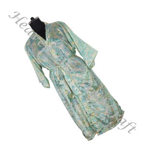 KL018 Belle Vintage Pure Soie Sari Vintage Kimono Longue Robe Avec Double Poche Robe De Nuit Femmes D'été Vintage Sari Kimono - Product Image 6