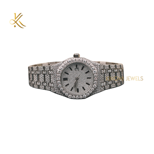 Montre-bracelet de luxe en acier inoxydable avec fermoir rond pliable avec sécurité, diamant moissanite de 41 mm - Product Image 5