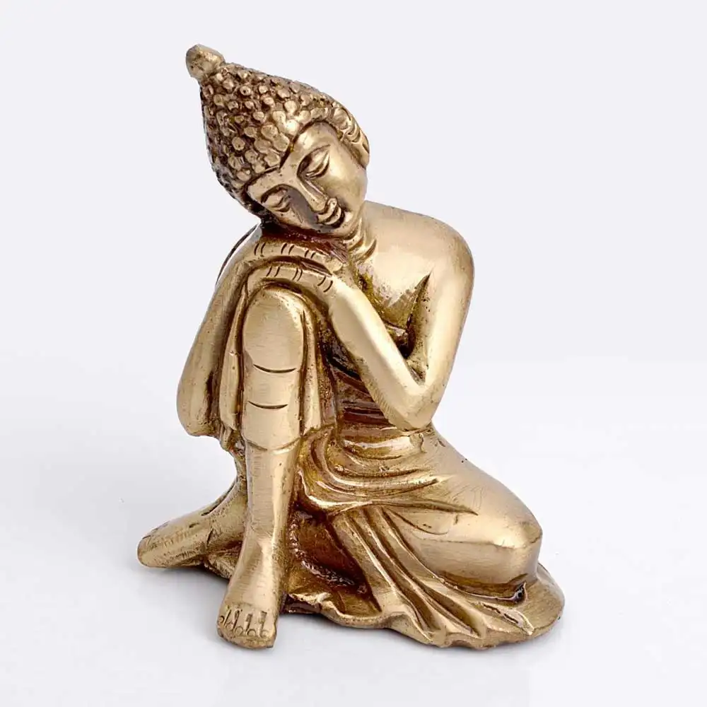 Bronze artigos decorativos india descansando buddha no joelho para decoração artigos decorativos bronze artigos do presente para hotéis casa e escritórios