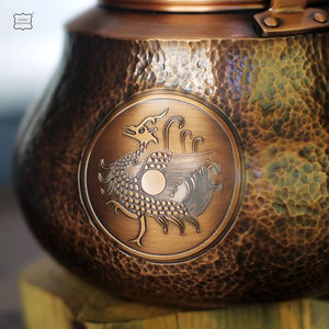 กาต้มน้ำหม้อชาแบบใช้ค้อนทุบด้ามไม้ลายดอกไม้ใช้แทนกาน้ำชาทองแดงแบบดั้งเดิมกาต้มน้ำโลหะ - Product Image 5