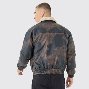 Men's Genuine <b>Leather</b> Bomber <b>Jacket</b> With Sherpa Lining Zipper Closure Windproof <b>Winter</b> Moto Style Thick Men's <b>Leather</b> <b>Jacket</b> - Product Image 2