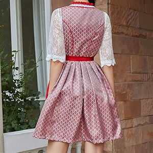 Femmes Oktoberfest Costume Dirndl Robes Halloween Bière Maid Dress Costumes avec Tablier pour Halloween Cosplay Party - Product Image 2