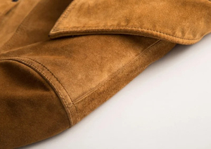 Motor Mens Biker Veste en cuir de mouton simple boutonnage Slim Fit en cuir véritable imperméable coupe-vent High Street Brown Outwear - Product Image 3