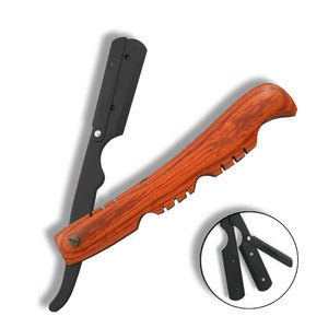 Rasoir droit professionnel en acier tranchant lame droite hommes faits à la main rasoir double lames - Product Image 2