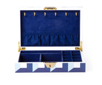 Boîte à bijoux en bois avec incrustation de résine géométrique, boîte de rangement de luxe, organisateur de bibelots avec compartiments, boîte à souvenirs décorative
