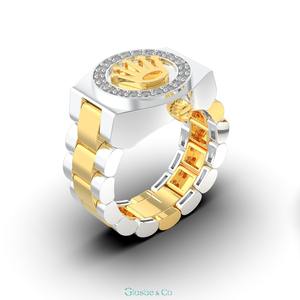 Men's Round Everyday Wear Gold Synthetic (lab grown) Viet Nam Full Diamond New Style Round <b>Rings</b> <b>Watch</b> - Product Image 1