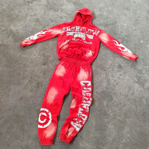 Custom <b>Silk</b> Screen Print Logo Sweatsuits Two Pieces Tech Fleece Jogger Sets <b>Men</b> Track Suit Flared Sweatpants and Hoodie Set <b>men's</b> pants - Product Image 4