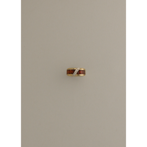 14K Solid Gold Vintage <b>Garnet</b> Diagonal Pav <b>Ring</b> Everyday Gemstone <b>Ring</b> with Geometric Pattern and Bezel Setting - Product Image 1