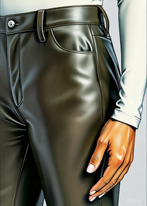 Pantalón de cuero de moda de alta calidad para mujer, pantalón de cuero negro brillante, pantalón de cuero PU de estilo callejero para mujer - Product Image 4