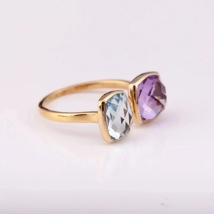 Lujo hecho a mano amatista diamante Pave ajuste anillo 925 plata esterlina chapado en oro acabado terceros certificado Tailandia - Product Image 4