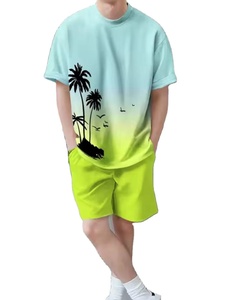Camiseta de Verano para Hombre, con Estampado Tropical Degradado, Cuello Redondo, Manga Corta, Estilo Urbano - Product Image 3