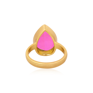 Bague en pierre précieuse de tourmaline quartz rubis double, plaquée or, en laiton, bagues tendance, fournisseur de bijoux, collection classique - Product Image 2