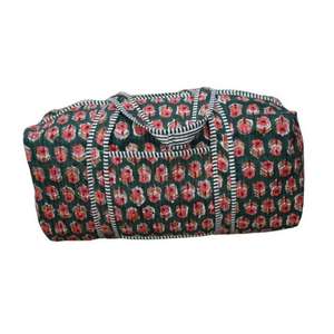 กระเป๋าเดินทางผ้าฝ้ายพิมพ์ลายบล็อกแบบอินเดีย ลายดอกไม้ สไตล์โบฮีเมียน น้ำหนักเบา หรูหรา ใช้สะพายไหล่ได้ - Product Image 5