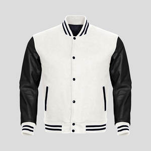 Veste universitaire en faux cuir et coton mélangé à la mode Slim Fit Letterman Bomber CollegeBaseballjacket pour hommes - Product Image 2
