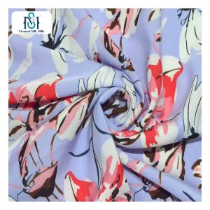 Tela de satén Challis con estampado de rayón ligero tejido de flores de moda para vestido de Dama - Product Image 5