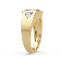 Anillo Clásico de Oro Sólido de 14K para Mujer con Diamante Cultivado en Laboratorio de Corte Esmeralda de 2.00 Ct, Certificado IGI, con Piedras Laterales en Forma de Trillón y Engaste de Bisel