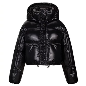Femmes Hiver Chaud Bulle Puffer Veste Respirant Nylon Manteaux avec Brillant Lumière Fermeture À Glissière Imprimé Motif Crop Style Femmes - Product Image 2