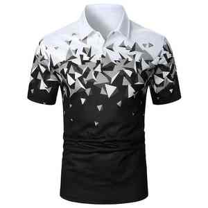 Polo décontracté d'été à séchage rapide pour hommes Chemise de sport de golf dégradée imprimée en 3D avec motif solide T-shirt à manches courtes - Product Image 5