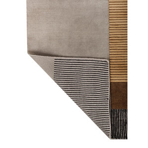 พรมขนสัตว์ถักมือ Ace-5001 สีเทาและดำ ลายแบบนามธรรม สำหรับห้องนั่งเล่นและทางเดิน รูปทรงสี่เหลี่ยมผืนผ้า ผลิตด้วยเทคนิคการทำมือ - Product Image 5