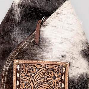 Cowhide Backpack Fringe Stylish Western Style Backpack School Bags Unisex Hand Tooled Carving Wholesale Bulk Product - Product Image 4