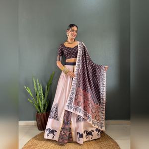 Último Modelo de Lehenga Choli para Fiesta, para Mujer, Algodón, Estampado Digital, Cosido, para Boda, Estilo Indio, al por Mayor y Barato - Product Image 1