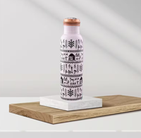 Botol Air Tembaga Ramah Lingkungan Bergaya Floral Personal dengan HANDGRIP untuk Penggunaan Unisex, Terorganisir untuk Perjalanan