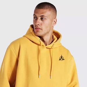 Sweat à capuche d'hiver décontracté pour hommes 100% coton tissu français surdimensionné à la mode Style Hip Hop sérigraphie solide Logo brodé - Product Image 2