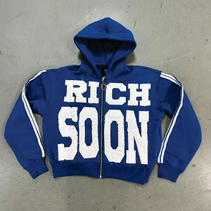 Gran oferta, sudaderas con capucha bordadas de angustia personalizadas para hombres, sudaderas con capucha transpirables y ecológicas de estilo Vintage para hombres desgastados - Product Image 3