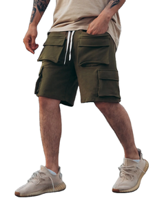 Été chaud hommes recadrée lâche solide Cargo Shorts impression personnalisée Logo sports écologiques en plein air tenue décontracté uni teint - Product Image 2