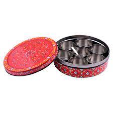 Boîte à épices en cuivre roi transparente à l'intérieur récipient transparent avec couvercle (épice) boîte Dabba organisateur avec récipients et petite cuillère - Product Image 3