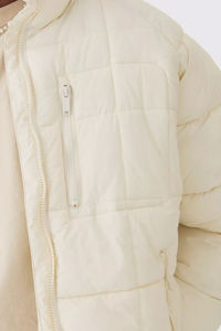 Manteau matelassé à col entonnoir en duvet écru coupe-vent personnalisé polyester hiver chaud extérieur veste à bulles pour hommes vente en ligne - Product Image 3