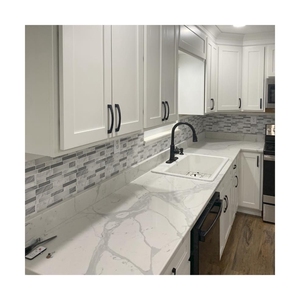Thiết kế hiện đại statuario venato Trắng thạch anh nhà bếp Countertop phẳng nới lỏng cạnh cho biệt thự ứng dụng - Product Image 1
