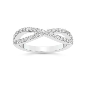 Bague en diamant unique sertie densesment, diamant de laboratoire 0,38 ct TW, or massif 14 carats, couleur FG, clarté VS, rangée de 43 diamants étincelants - Product Image 1