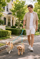 Laisse double-attache couleur dopamine pour chats et chiens - Nylon durable et réglable