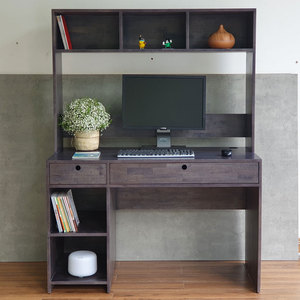 <b>Simple</b> Design 120x60x160cm Rubber Wood Computer Table FD68053 Integrated Bookshelf <b>Desk</b> with Drawer for Laptop Users - Product Image 4