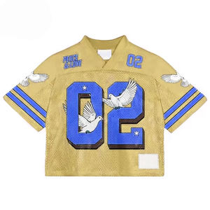 Maillot de football américain imprimé de logo personnalisé maillot cropted rétro à col en V à épaules tombantes respirant à séchage rapide - Product Image 1