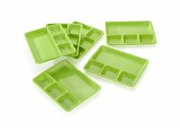 Assiettes carrées en plastique PP à 4 compartiments pour la restauration, l'hôtellerie et la maison, qualité alimentaire, durables, non toxiques, vente en gros
