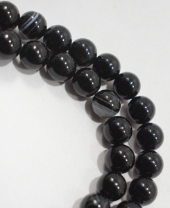 Cadena de Cuentas de Sulemani Hakik Aqeeq Negra, Tamaño de Cuentas 8mm, Cristal Reiki Curativo, Piedra Natural Vastu - Product Image 2