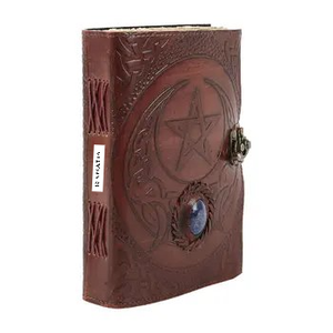Leather <b>Journal</b> With Unlined Deckle Edge Paper Inch Star Stone Cover Handmade <b>Writing</b> Notebook Diary Bound Daily Notepad - Product Image 4