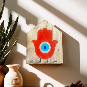 ที่ใส่กุญแจไม้แบบ Hamsa - Product Image 1